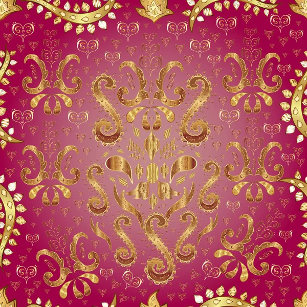 Arabeschi Stile Orientale Motivo Dorato Viola Beige Rosa Con Elementi — Foto Stock