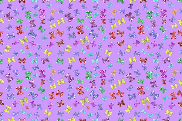 Seamless Pattern Interesting Doodles Colorfil Background Pano Raster Illustration Butterflies — Stock Photo, Image