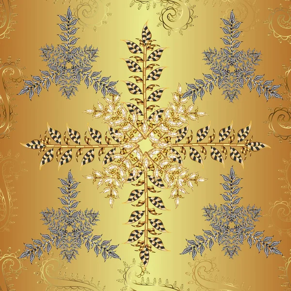 Foliage Vintage Nice Seamless Pattern Vector Neutral Yellow Beige Leafy — Stock Vector