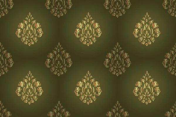 ヴィンテージの黄金の要素を持つシームレスなラスターパノパターン — ストック写真