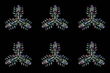 Renkli arkaplanda ilginç karalamalar olan kusursuz desen. Pano. Raster illüstrasyonu.