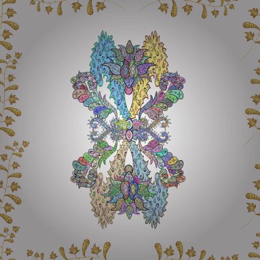 Renkli arkaplanda ilginç karalamalar olan kusursuz desen. Vektör illüstrasyonu.