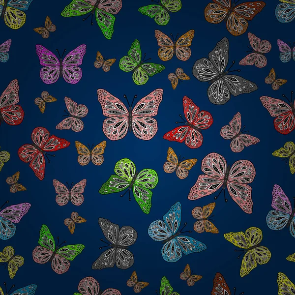 Illustration Vectorielle Fond Sans Couture Papillons Colorés Décor Sur Fond — Image vectorielle
