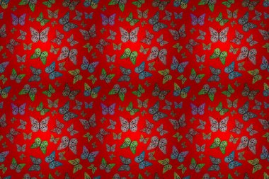 Soyut renkli arkaplan. Raster illüstrasyonu. Dekoratif stil. Renkli sayfa dekoratif kelebeği. Yetişkin ve büyük çocuklar için boyama kitabı. Kusursuz..