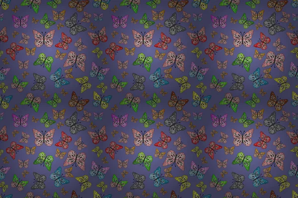 Naadloos Patroon Met Vlinders Rasterillustratie Eindeloos Schets Krabbel Krabbel Abstract — Stockfoto
