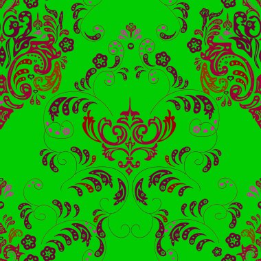 Kırmızı renklerde ve renk arkaplanında kusursuz vintage desen. Raster..