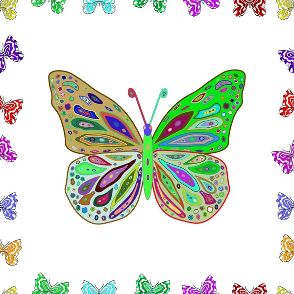 Roztomilý Motýl Bílý Neutrální Zelený Vzor Bezešvé Dekor Pro Design — Stock fotografie