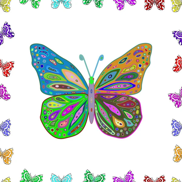 Módní Dekorace Krásnými Siluetami Motýla Letní Pozadí Motýly Zelené Bílé — Stock fotografie