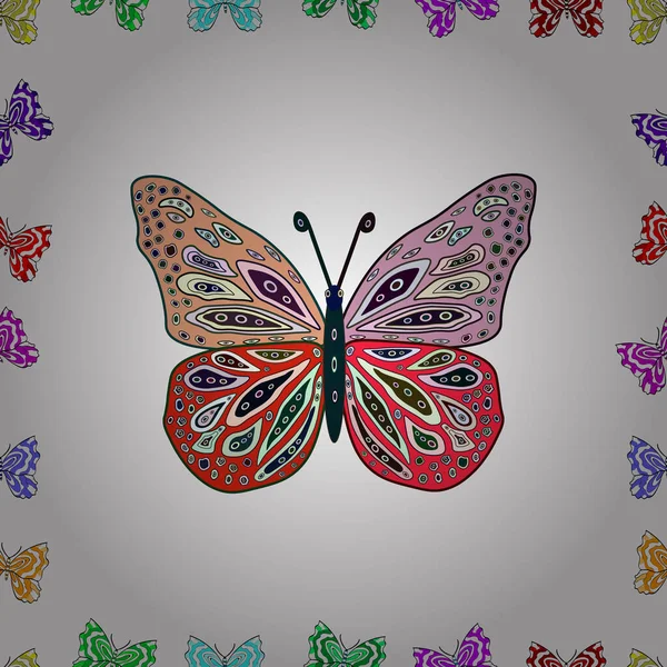 完美的墙纸 网页背景 表面纹理 纺织品 图片使热带蝴蝶着迷 白三种颜色的无缝花夏季花纹背景 — 图库矢量图片
