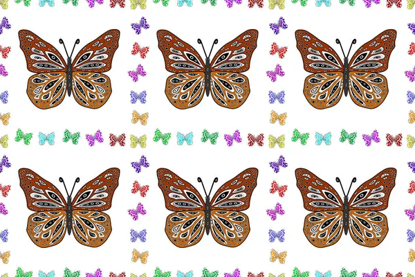 Seamless Pattern Butterfly Brown Black White Background Background Fabric Textile — Stock Photo, Image