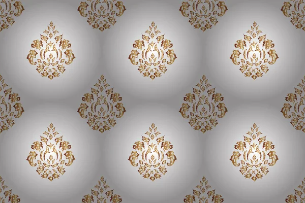 ヴィンテージの黄金の要素を持つシームレスなラスターパノパターン — ストック写真