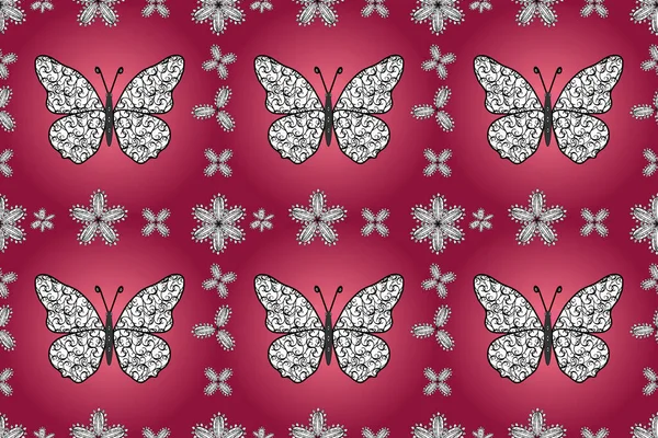 Belle Illustration Motif Papillon Photos Rouge Rose Blanc — Photo