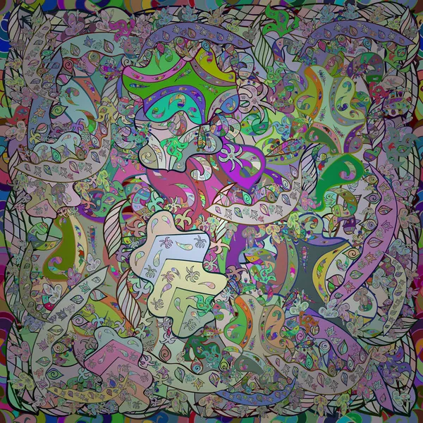 Безшовний барвистий каракулі цікавий візерунок квітковий родзинка — стоковий вектор