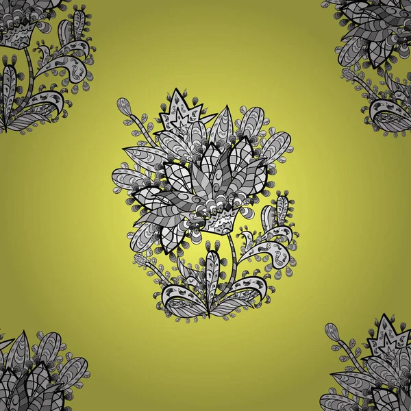 Απρόσκοπτη μοτίβο με λευκό floral doodles στοιχεία — Διανυσματικό Αρχείο