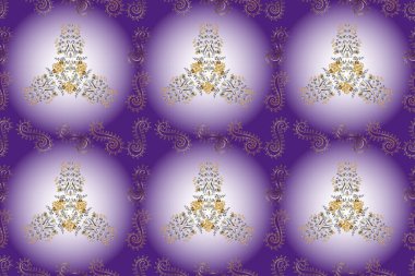 Altın pürüzsüz desen. Doğu tarzı arabesk tarzında altın elementler. Kusursuz altın desenli bukleler. Nötr, mor ve gri renklerde pürüzsüz desen.