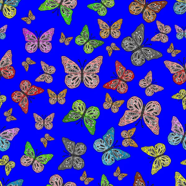 ヴィンテージスタイルで 子供のための春のパレットとかなり蝶 灰色の背景に隔離された水彩蝶 — ストック写真