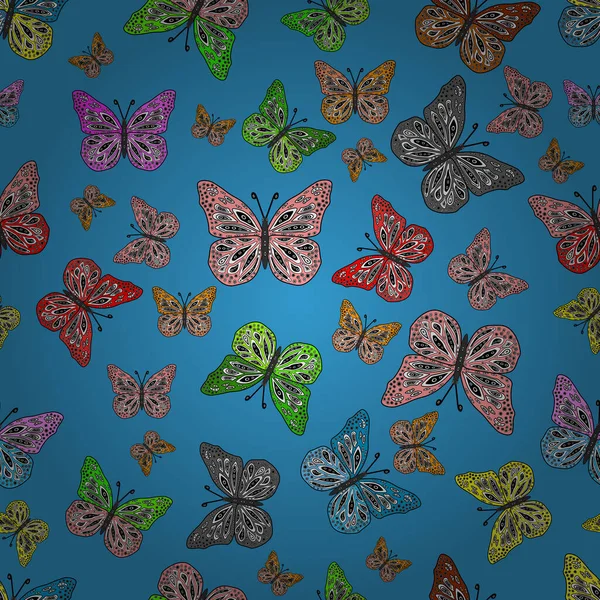 蝶のパターン 白の背景のイラスト ベクトル 印刷や招待状のためのパターン シームレスだ — ストックベクタ