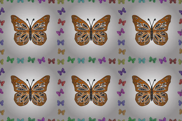 Raster Illustration Simple Feminine Pattern Invitation Card Print Butterfly White — Stock Photo, Image