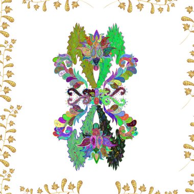 Renkli arkaplanda ilginç karalamalar olan kusursuz desen. Raster illüstrasyonu.