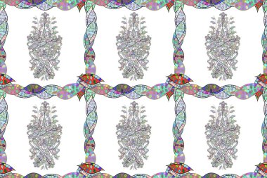 Moda kumaş deseni. Şirin çiçekler. Çizgisiz desen. Karalamalar. Raster, Pano.