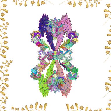 Renkli arkaplanda ilginç karalamalar olan kusursuz desen. Vektör illüstrasyonu.