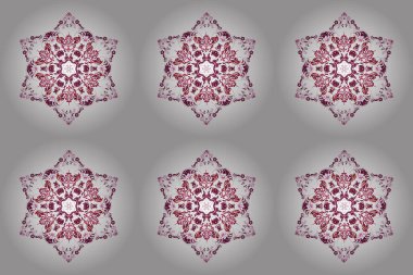 Beyaz arka planda kırmızı ve pembe eski elementlerle kusursuz bir desen. Pano illüstrasyonu. Raster..