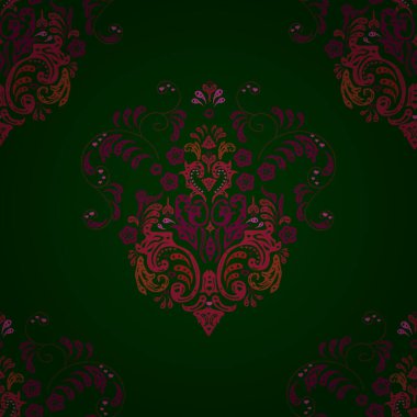 Renkli arkaplanda ilginç karalamalar olan kusursuz desen. Vektör illüstrasyonu.