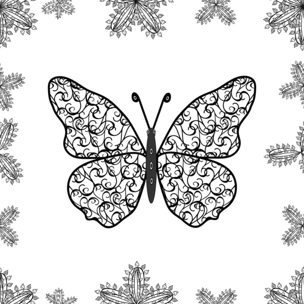 Εικονογράφηση Διανύσματος Από Πεταλούδες Ακουαρέλας Λευκό Μαύρο Και Γκρι Φόντο — Διανυσματικό Αρχείο