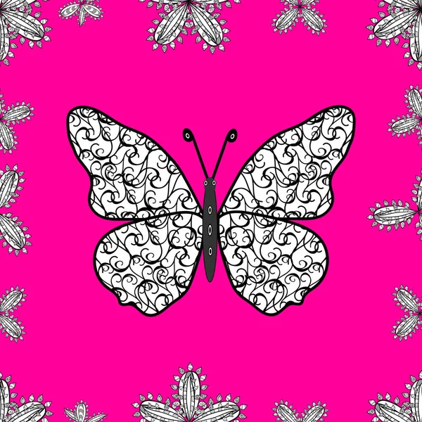 Coloré Beau Vecteur Folklorique Motif Sans Couture Avec Des Papillons — Image vectorielle