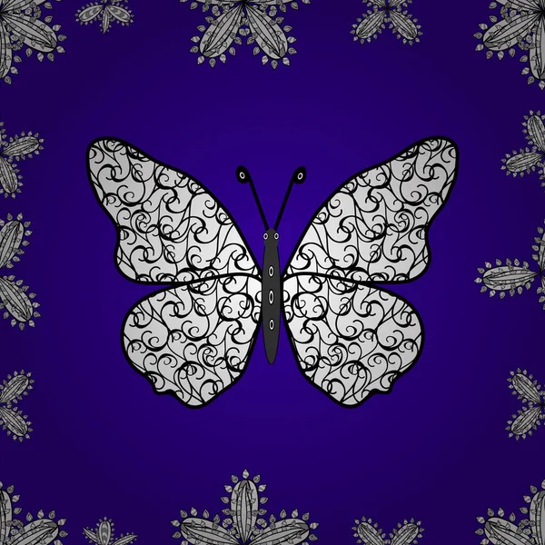 Fondo Sin Costuras Mariposas Colores Decoración Sobre Fondo Azul Blanco — Vector de stock