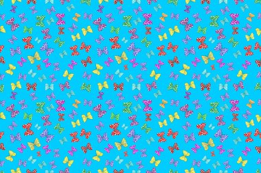 Renkli arkaplanda ilginç karalamalar olan kusursuz desen. Pano. Raster illüstrasyonu.