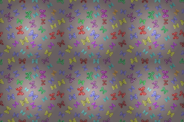 Seamless Pattern Interesting Doodles Colorfil Background Pano Raster Illustration Butterflies — Stock Photo, Image