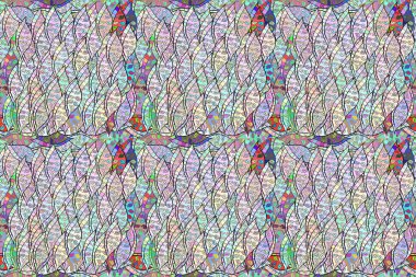 Renkli arkaplanda ilginç karalamalar olan kusursuz desen. Pano. Raster illüstrasyonu.