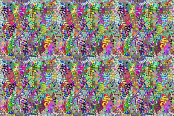 Płynny Wzór Ciekawymi Bazgrołami Tle Kolorfilu Pano Raster Ilustracja — Zdjęcie stockowe
