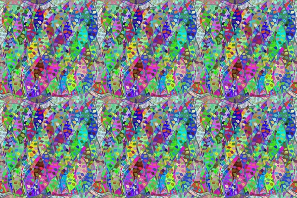 Renkli arkaplanda ilginç karalamalar olan kusursuz desen. Pano. Raster illüstrasyonu.