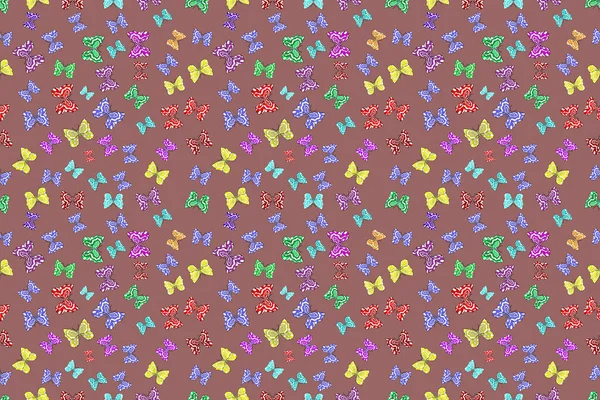 Seamless Pattern Interesting Doodles Colorfil Background Pano Raster Illustration Butterflies — Stock Photo, Image