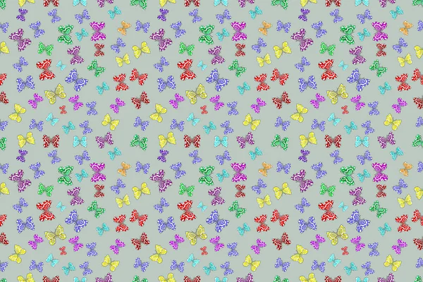 Seamless Pattern Interesting Doodles Colorfil Background Pano Raster Illustration Butterflies — Stock Photo, Image