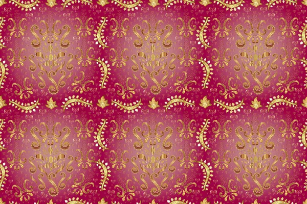 Orientalny Styl Arabeski Złoty Wzór Fioletowy Beżowy Różowy Kolor Złotymi — Zdjęcie stockowe