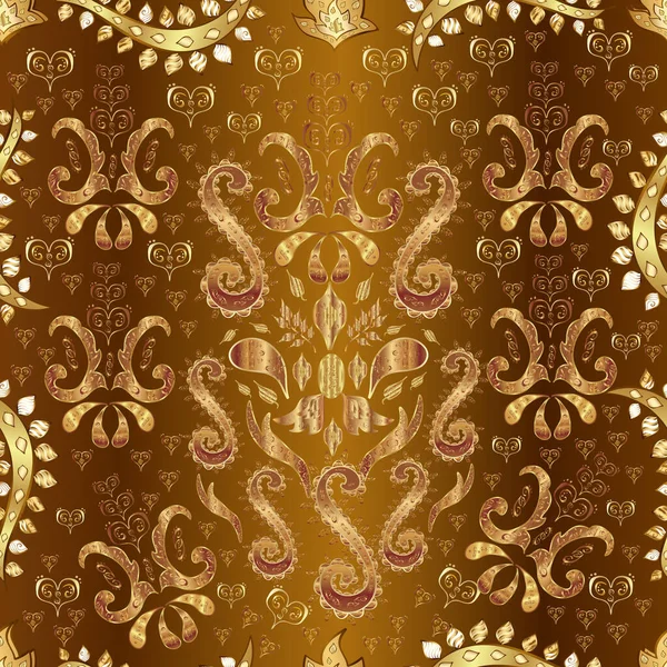 Abstract Wallpaper Wrapping Decoration Golden Snowflake Simple Seamless Pattern Symbol — Vetor de Stock