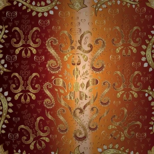 Tradycyjny Arabski Wystrój Brązowe Czerwone Pomarańczowe Kolory Dekoracyjne Vintage Element — Wektor stockowy