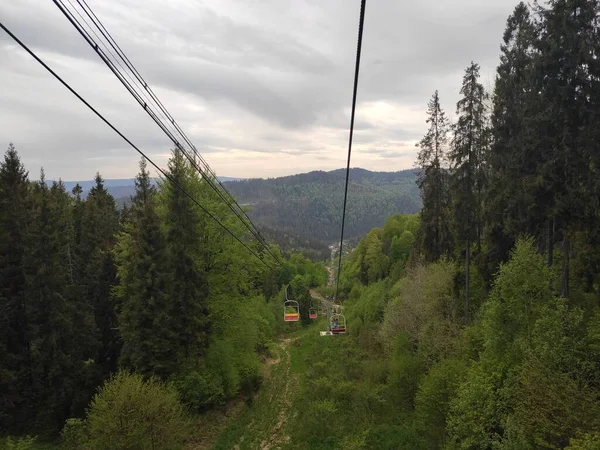Photo Carpathian Mountains Spring 2022 Cable Car — Stock Fotó