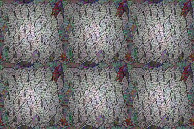 Renkli arkaplanda ilginç karalamalar olan kusursuz desen. Pano. Raster illüstrasyonu.