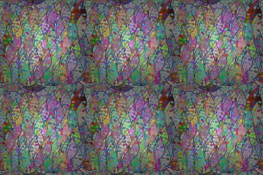 Renkli arkaplanda ilginç karalamalar olan kusursuz desen. Pano. Raster illüstrasyonu.