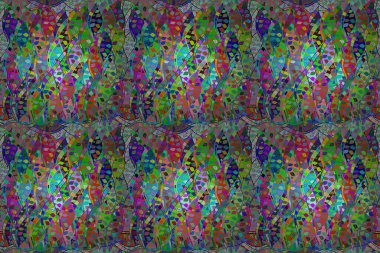 Renkli arkaplanda ilginç karalamalar olan kusursuz desen. Pano. Raster illüstrasyonu.