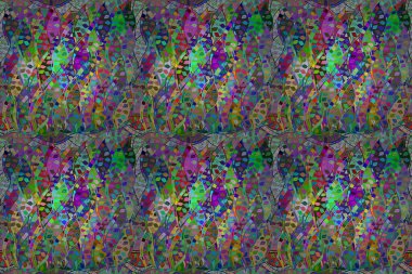 Renkli arkaplanda ilginç karalamalar olan kusursuz desen. Pano. Raster illüstrasyonu.