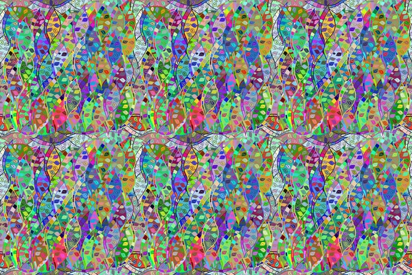 Seamless Pattern Interesting Doodles Colorfil Background Pano Raster Illustration — Stock Photo, Image