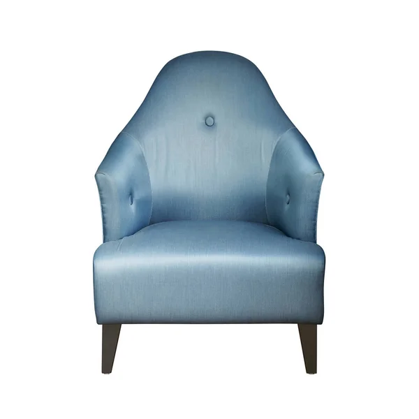 Modern Classic Blue Silk Upholstery Chair Isolated White Background Clipping — Stockfoto