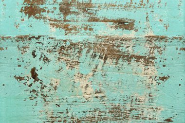 Rustic Turquoise Blue Wood Panel with Scratched, Peeling Paint Texture