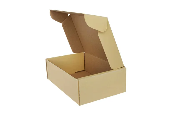 Craft Brown Paper Box Isolated White Background Clipping Path — стоковое фото