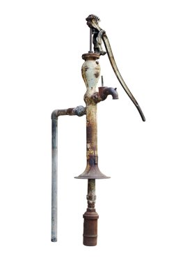 Eski Biçim El Pompası Beyaz Arkaplanda Kırpma Yolu ile izole edildi